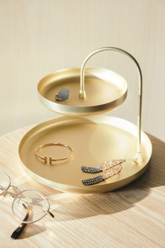 UMBRA POISE TWO TIERED TRAY BRASS
