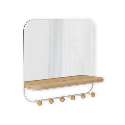 UMBRA ESTIQUE Огледало със закачалки и рафт, бял