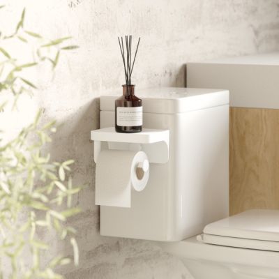 UMBRA FLEX ADHESIVE TP Стойка за тоалетна хартия с рафт, бял