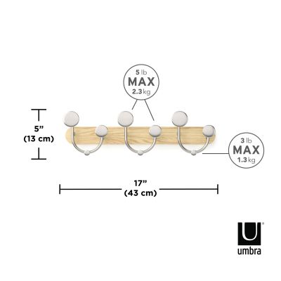 Сет 2 броя UMBRA MELODY 9 Стенна закачалка, натурален