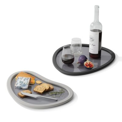 UMBRA HUB SERVING TRAYS SET OF 2 CHAR/GRY