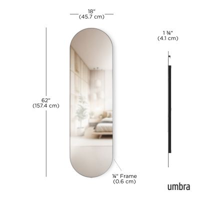 UMBRA HUBBA Овално огледало 45x157см., титан