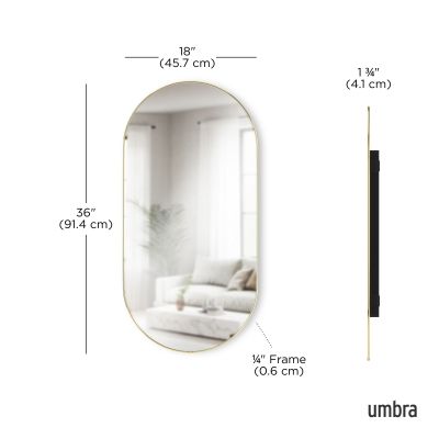 UMBRA HUBBA Овално огледало 45x91см.,златен